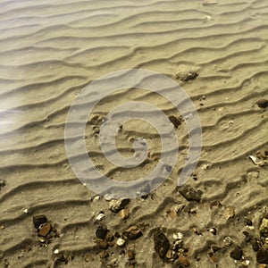 Sand shallow water,ÃÂ waves pattern on sand under the water